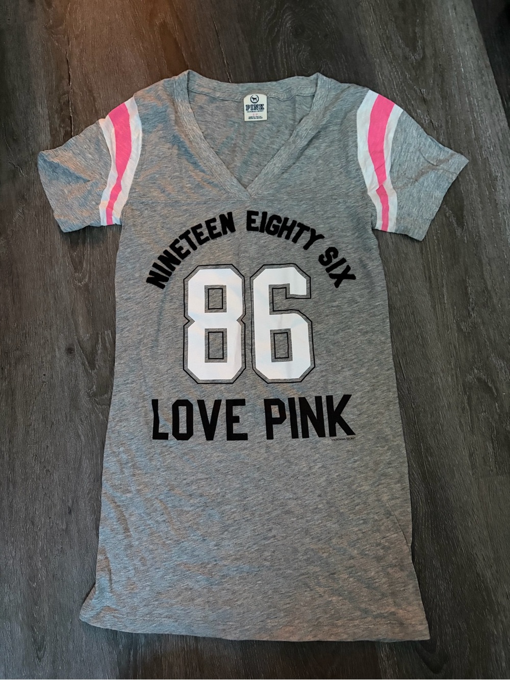 Victoria's Secret PINK Grey V-Neck Tee